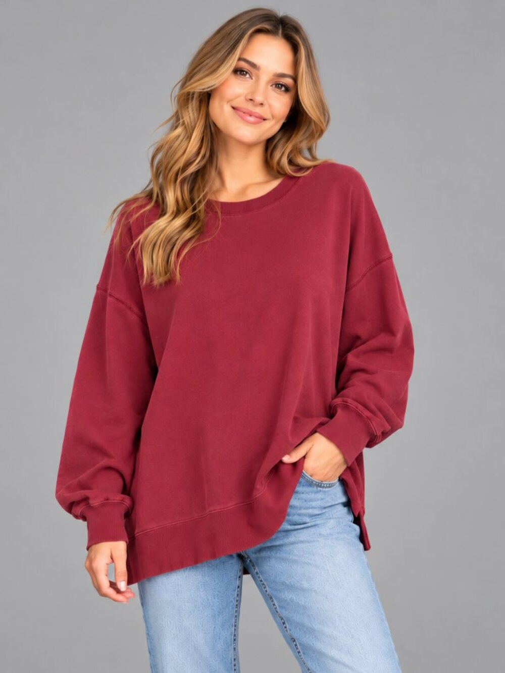 Old Navy SoComfy Tunic Length Sweatshirt – Burgundy – Size L